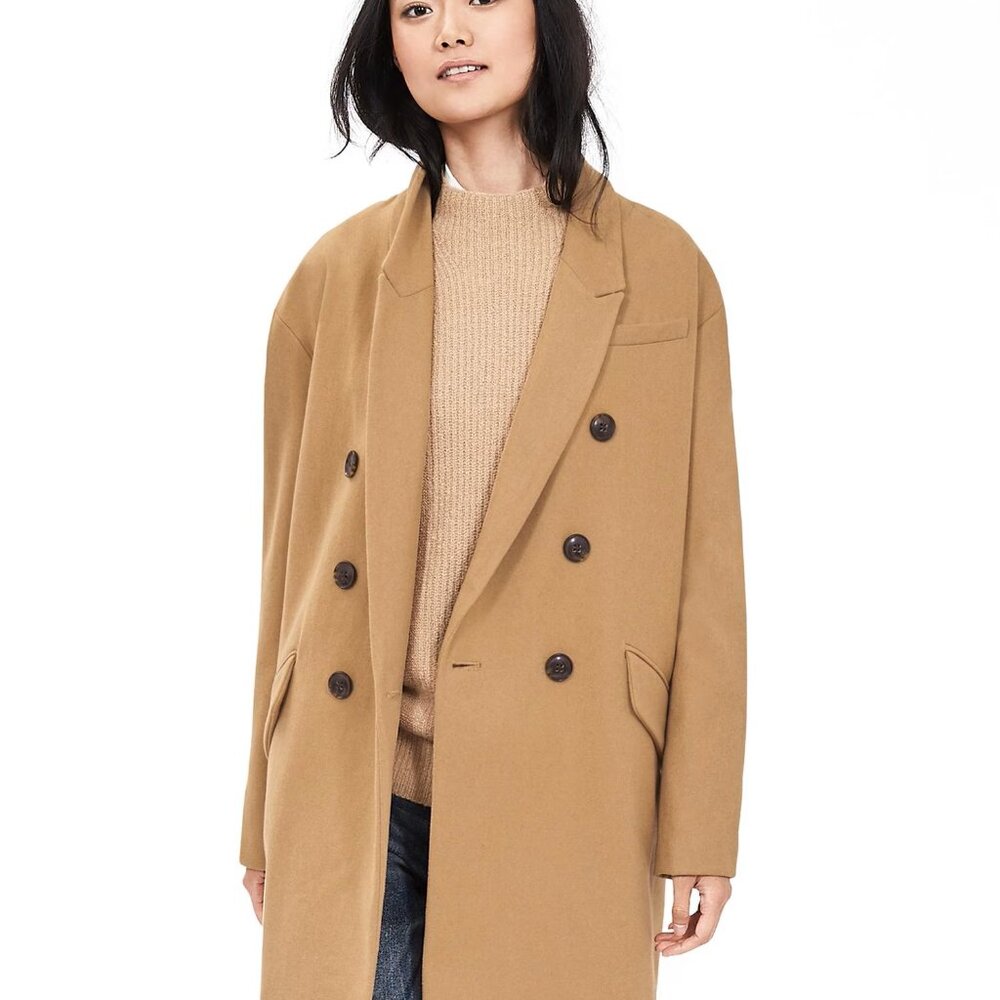 Clear out Camel Double-Breasted Coat sz S